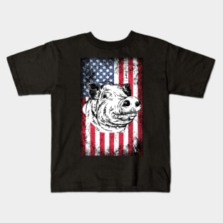 Patriotic Pig American Flag Kids T-Shirt